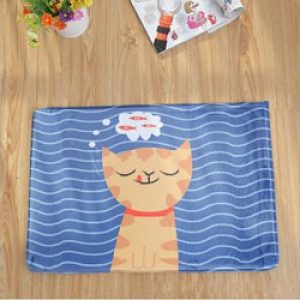 Tapis antidérapant moderne en flanelle à motif de chat