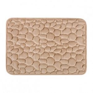 Tapis de bain antidérapant moelleux polyester beige 60 x 40 cm