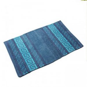 Tapis de bain bleu oriental en coton ( 60 x 90 cm )