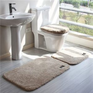 Tapis de bain classique en microfibre en polyester beige