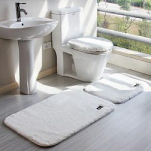 Tapis de bain classique en microfibre en polyester blanc