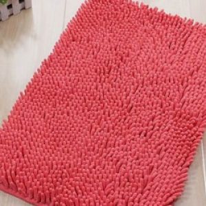 Tapis de bain en chenille à  poils longs Rose dragée