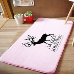 Tapis de bain en mousse à  mémoire avec motif de cerf ( 40 x 60 cm ) Rose dragée