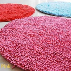 Tapis de bain rond en chenille ( 120 x 120 cm ) Rose dragée