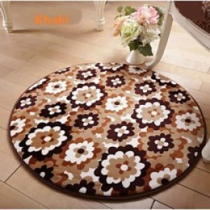 Tapis de bain rond en microfibre et polyester à  motif floral ( 160 x 160 cm )