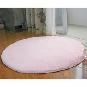 Tapis de bain rond en soie ( 80 x 80 cm ) Rose dragée