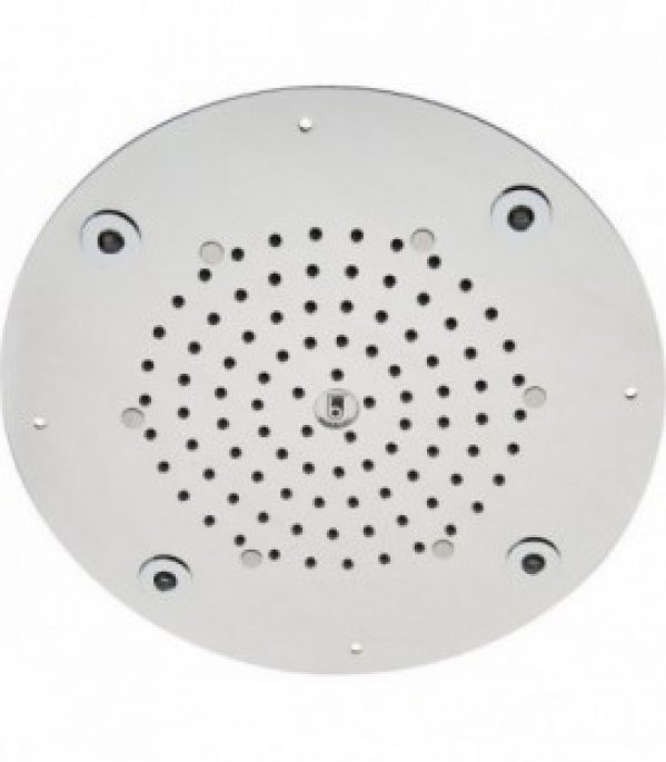 Tete de douche EHSAN Flat Light avec 4 LED orange d290mm, inox poli