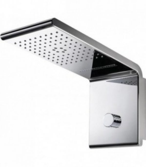 Tete de douche EIRIN inox poli, DN15 (1/2&Prime;) male chromé, 3 jets+inverseur