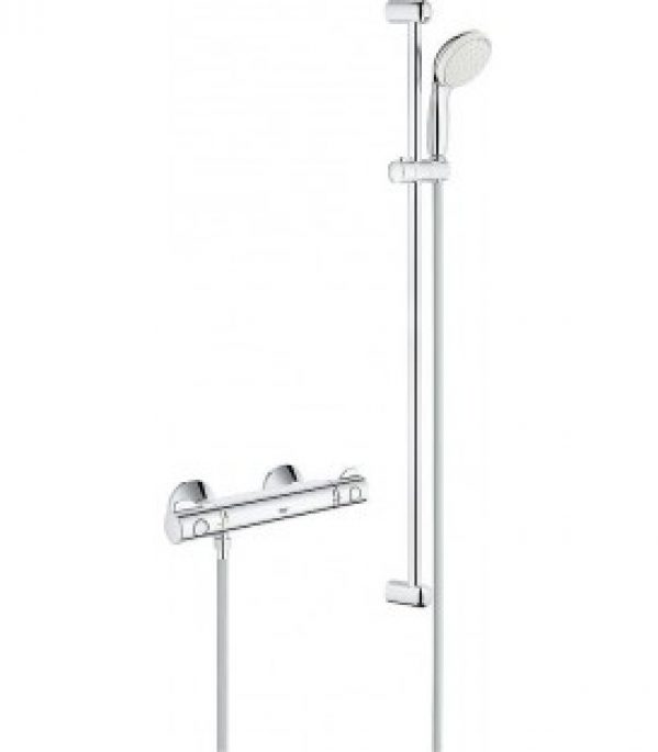 thermostat douche Grohe Grohtherm 800 avec kit douchette Tempesta II,900mm, chromé