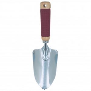 Transplantoir tête large acier chromé 300mm – Manche bois