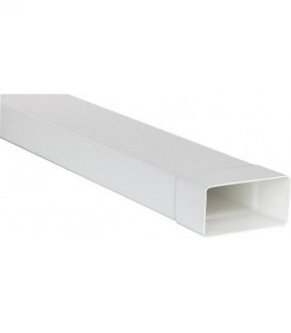 Tube plat systeme 125 150 x 70 mm, blanc Longueur 1,0 m avec manchon