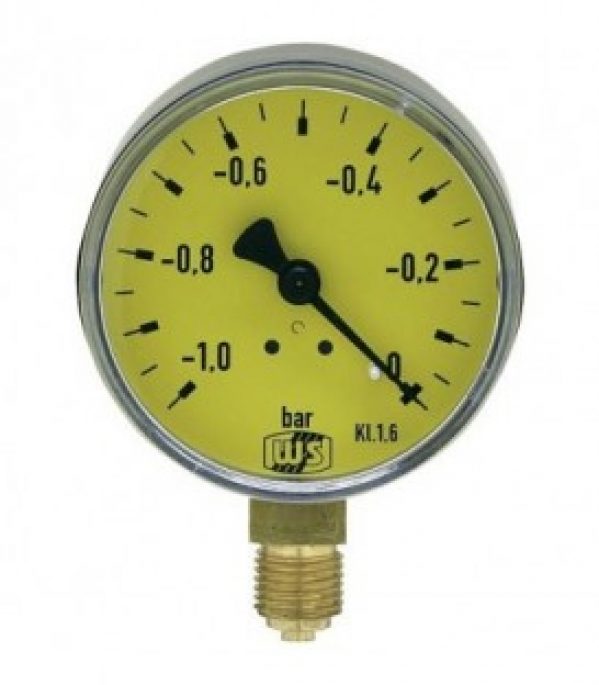 Vacuometre sans amorti glycerine -1 – 0 bar 63 mm 1/4 dessous