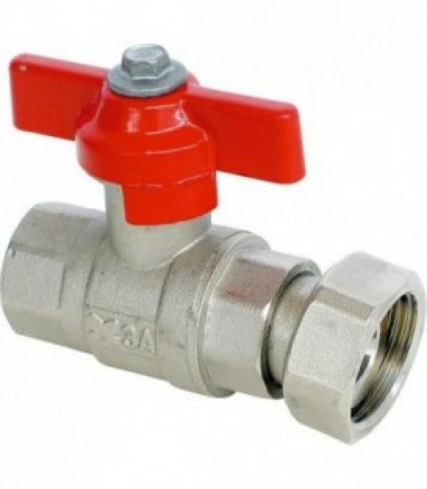 Vanne a boisseau spherique avec poignee papillon, 3/4&Prime;filet femx 3/4&Prime; vis filet fem Laiton nickele PN 16