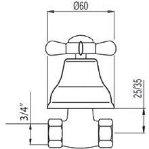 Vanne d&rsquo;arrêt de 3/4&Prime; Rétro-TRES eau chaude