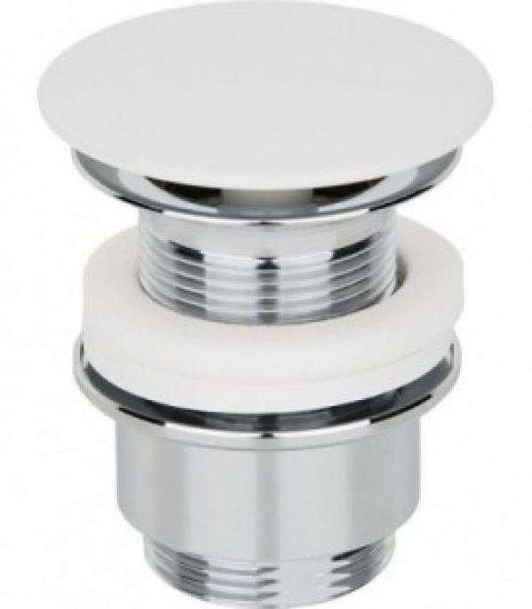 Vanne laiton chromée DN32 (11/4&Prime;) avec plaque fixe laquée blanche 30-45mm