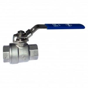 Vanne à sphère 2 Pièces inox Femelle/Femelle Poignée plate bleue