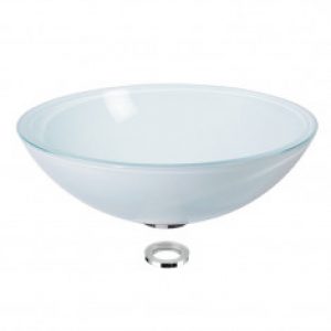 Vasque en verre blanc satiné à poser H14cm – Ø43cm – Ondyna VV14483