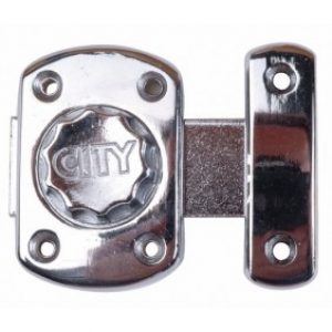 Verrou en applique – sans cylindre – à bouton intérieur seul – chromé