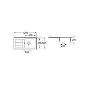 Évier blanc un bac avec égouttoir 100 Oslo…
