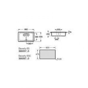Évier deux bacs Beverly Roca