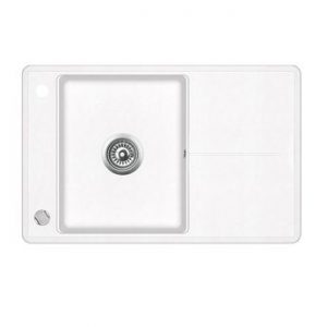 Évier granit blanc Aquasanita BELLIS 1 bac 1 égouttoir