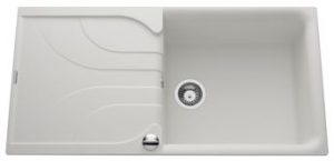 Évier granit blanc Elleci AVARA 1 grand bac 1 égouttoir