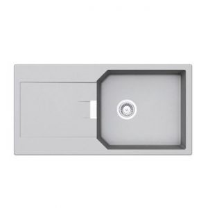 Évier granit gris clair  Schock MANHATTAN 1 grand bac 1 égouttoir