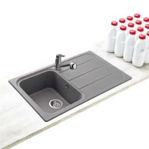 Évier granit gris Ewi OGLIO 1 bac 1 égouttoir