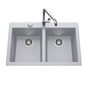 Évier granit gris métal Luisina QUADRILLE 2 bacs