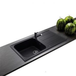 Évier granit noir Ewi  HOLIDAY 1 grand bac -1 égouttoir
