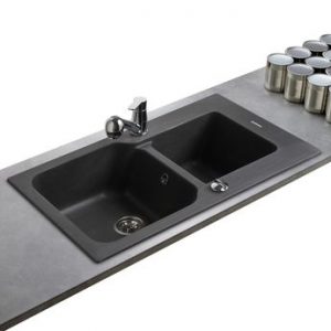 Évier granit noir moucheté Elleci FANY 2  bacs