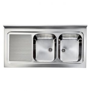 Évier professionnel  à poser inox ROSSA 2 bacs 1 égouttoir à gauche