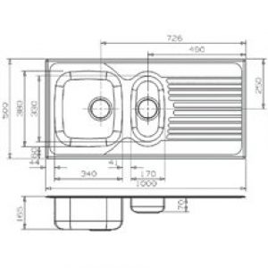 Évier REX 1.5 double bac et égouttoir Galindo