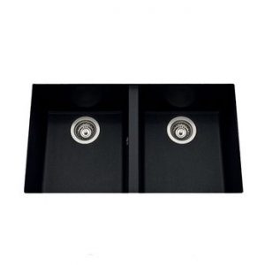 Évier sous plan granit noir moucheté Luisina QUADRILLE 2 bacs