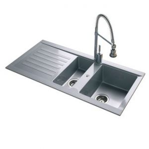 Évier synthèse gris alu SINOA 1 bac 1/2 – 1 égouttoir