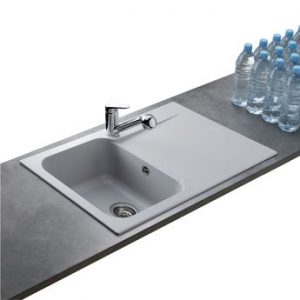 Évier synthèse gris clair Ewi ZIGGY 1 bac 1 égouttoir