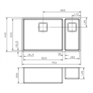 Évier Texas deux bacs 50×40/18×40 Inox Galindo