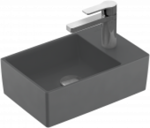 Villeroy & Boch Memento 2.0 – Handwaschbecken für 1-Loch Armatur ohne Überlauf graphite CeramicPlus