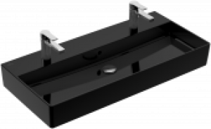 Villeroy & Boch Memento 2.0 – Waschtisch für 1-Loch Armaturen mit Überlauf glossy black CeramicPlus