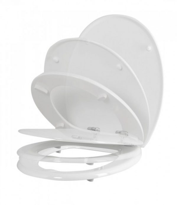 Abattant WC Frein de Chute Allibert SUNSHINE Blanc Brillant Bois compressé