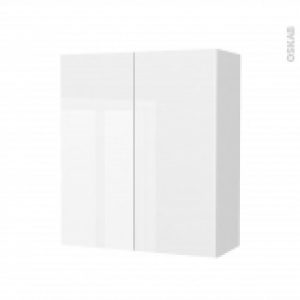 Armoire De Salle De Bains Rangement Haut Bora Blanc 2 Portes Cotes Blancs L60 X H70 X P27 Cm
