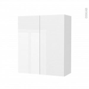 Armoire De Salle De Bains Rangement Haut Bora Blanc 2 Portes Cotes Decors L60 X H70 X P27 Cm
