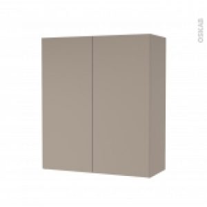 Armoire De Salle De Bains Rangement Haut Ginko Taupe 2 Portes Cotes Decors L60 X H70 X P27 Cm