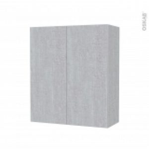Armoire De Salle De Bains Rangement Haut Hoda Beton 2 Portes Cotes Decors L60 X H70 X P27 Cm