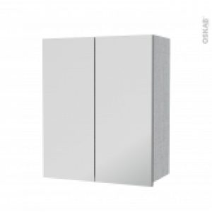 Armoire De Salle De Bains Rangement Haut Hoda Beton 2 Portes Miroir Cotes Decors L60 X H70 Xp27 Cm