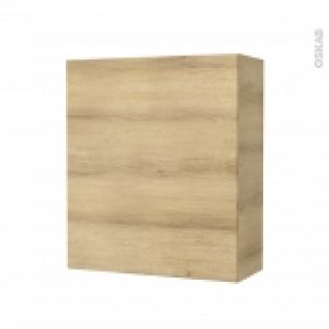 Armoire De Salle De Bains Rangement Haut Hosta Chene Naturel 1 Porte Cotes Decors L60 X H70 X P27 Cm