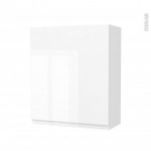 Armoire De Salle De Bains Rangement Haut Ipoma Blanc Brillant 1 Porte Cotes Decors L60 X H70 X P27 Cm