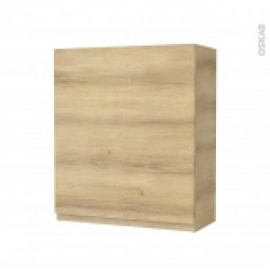 Armoire De Salle De Bains Rangement Haut Ipoma Chene Naturel 1 Porte Cotes Decors L60 X H70 X P27 Cm