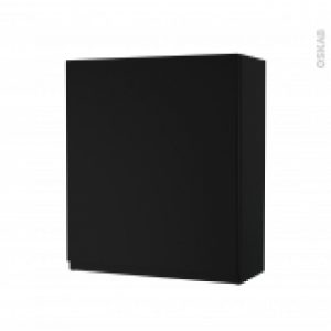Armoire De Salle De Bains Rangement Haut Ipoma Noir Mat 1 Porte Cotes Decors L60 X H70 X P27 Cm