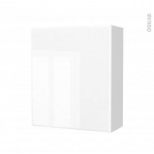 Armoire De Salle De Bains Rangement Haut Iris Blanc 1 Porte Cotes Blancs L60 X H70 X P27 Cm